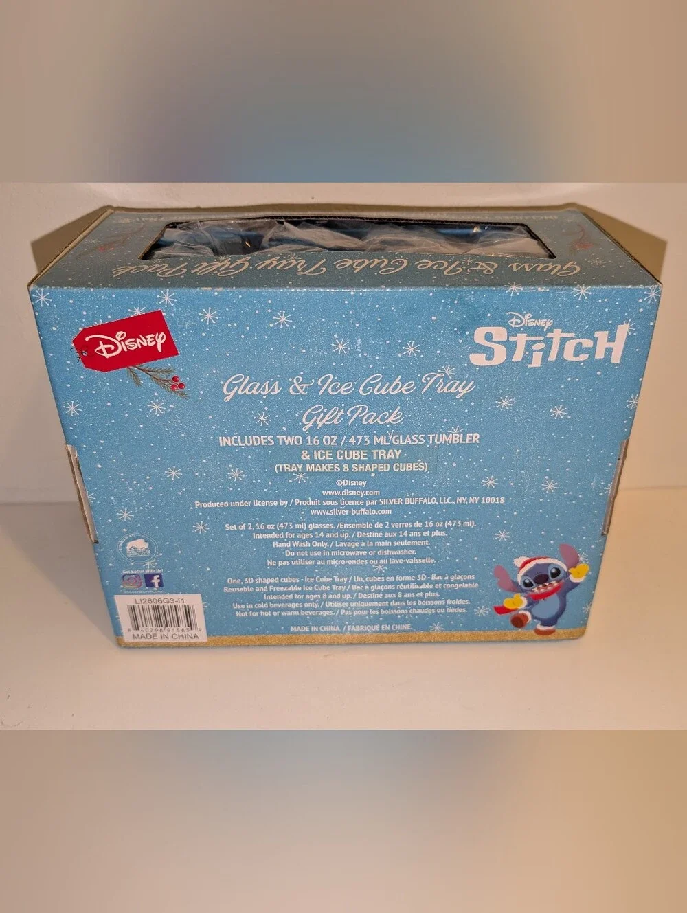 Disney Lilo & Stitch Holiday Glass Tumbler Gift Set - Blue